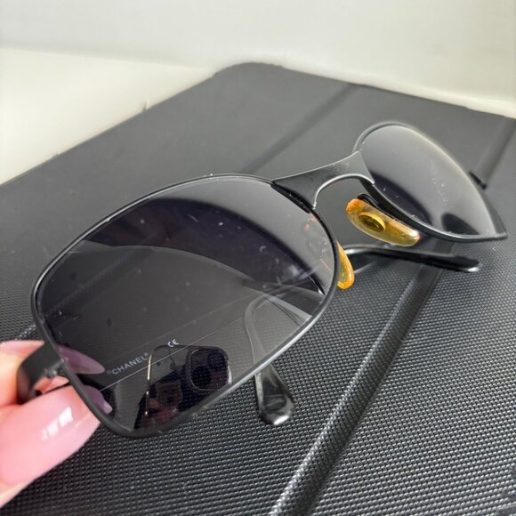 Chanel Unisex Vintage Matte Black Sunglasses - Picture 4 of 12